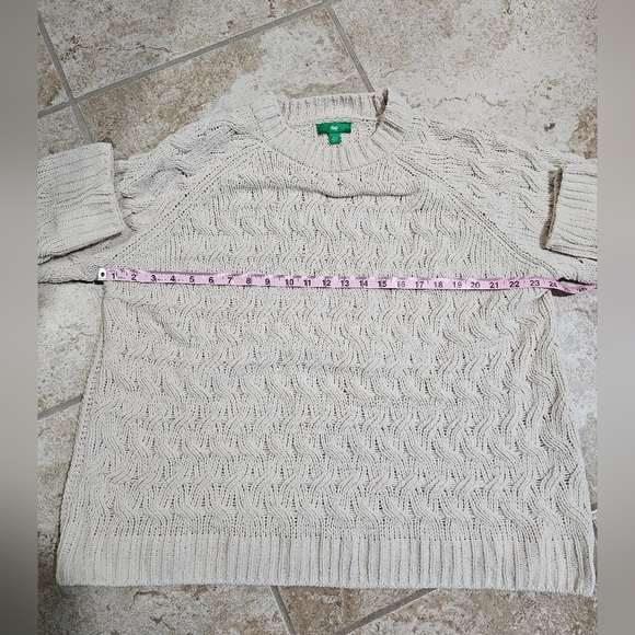 Dip XL Beige Cable Knit Fisherman Sweater Classic Preppy Cozy Old Money Style - Picture 6 of 7